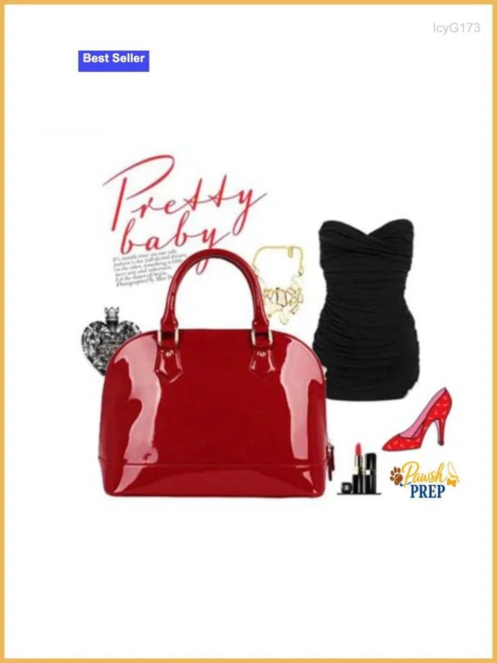 Patent Leather Dome Satchel Purse Zip-around Handbag Multi-Pocket Shoulder Bag